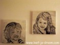 Portret van Kind in zwart wit geschilderd op canvas